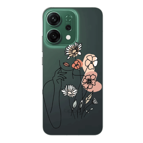 Oppo RENO 14 Lady with Flowers Transparent Silicone TPU Θήκη